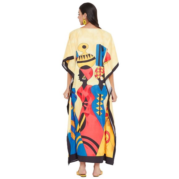 Gypsie Blu Women Caftan Dress Plus Size Lady Tribal Print Maxi Dresses for Party - Picture 7 of 9